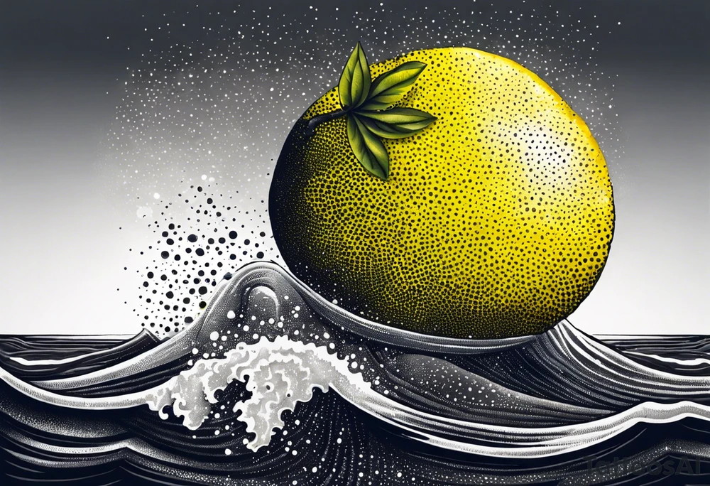 A lemon floats on the ocean tattoo idea