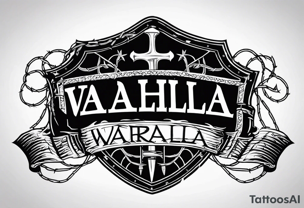 Wounded warrior valhalla shield barb wire prison tattoo idea