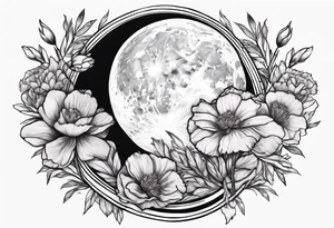 moon with carnation tattoo idea