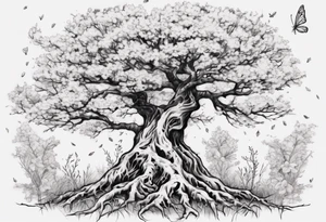 Spring beside an oka tree with Baird on the oka tree tattoo idea