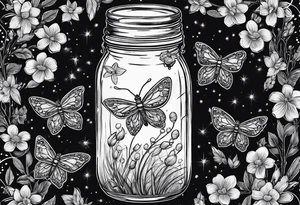 Mason jar with fireflies tattoo idea