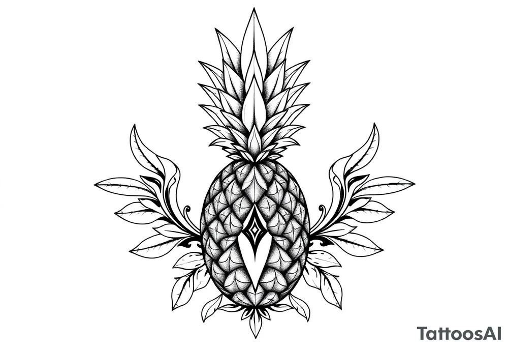 Majestic crown pineapple vagina and anus tattoo idea