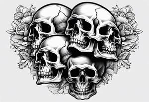 three skulls, one above each other tattoo idea