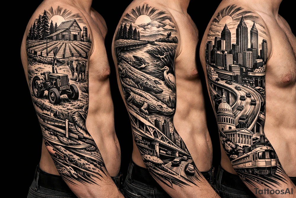 from farmlands of North Florida to Metropolitan Atlanta tattoo idea