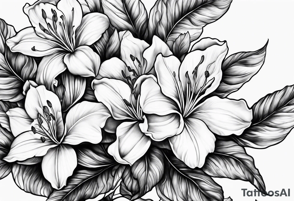 5-petal azaleas along a long branch tattoo idea