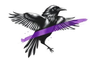 A crow tattoo that incorporates a strip/band of purple somewhere in the design to represent dealing with domestic abuse. Be creative. tattoo idea