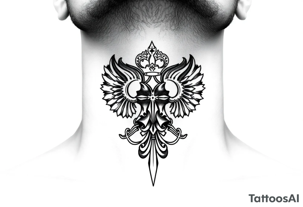 russian christian orthodox military neck design front facing tattoo idea