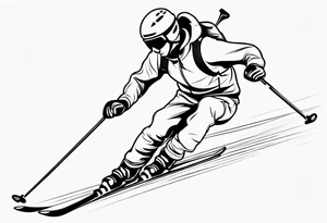 Skier in motion, single line tattoo idea