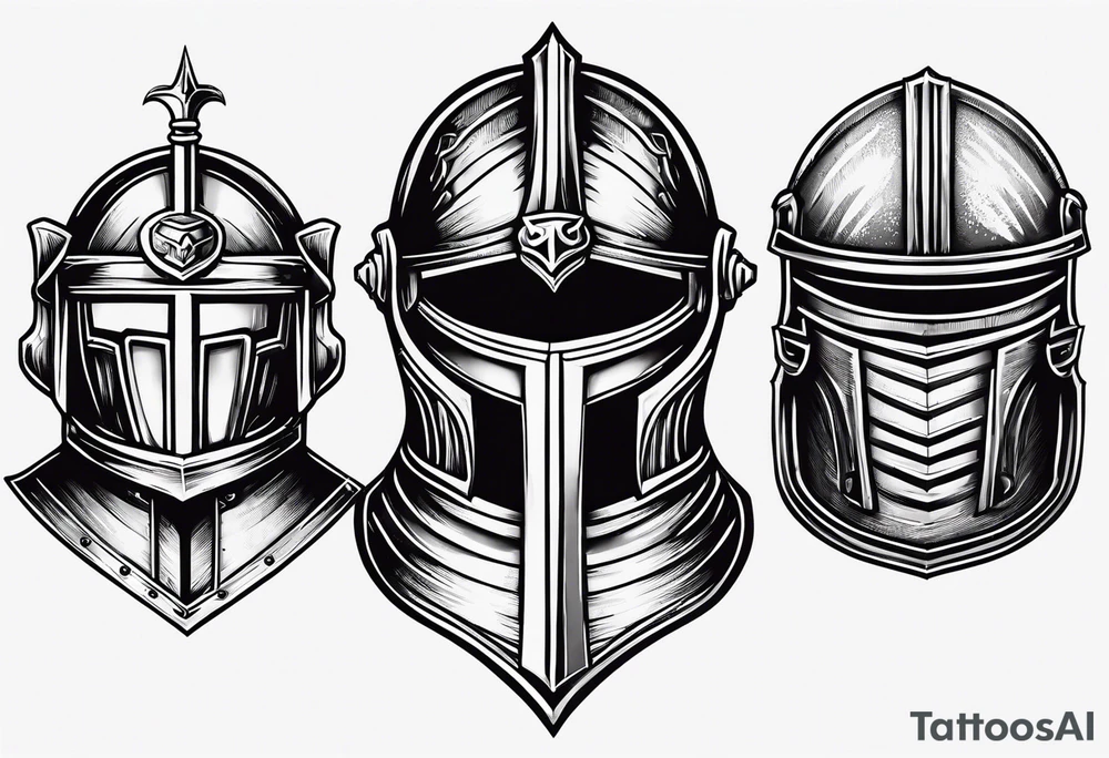 simple knight helmet 
woodcut stamp style tattoo idea