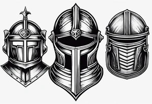 simple knight helmet 
woodcut stamp style tattoo idea