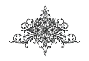 mytical shaman and witch ancient ornament with ancient rhyme tattoo idea