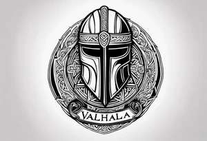 Valhalla viking helmet 
Sword shield tattoo idea