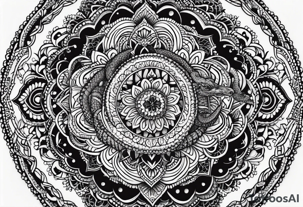 Rattlesnake mandala henna black tattoo design tattoo idea