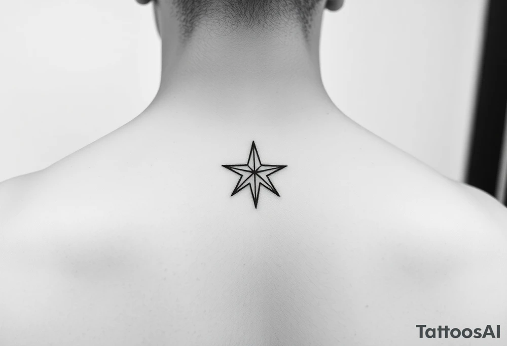 A star tattoo design. symbolizing guidance and empowerment. black and white. small tattoo idea