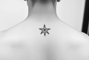 A star tattoo design. symbolizing guidance and empowerment. black and white. small tattoo idea