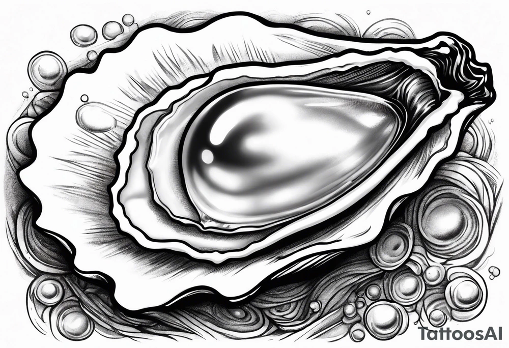 Open oyster with pearl inside tattoo idea