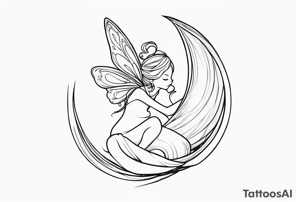 A fairy with a tail hugging herself tattoo idea
