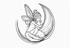 A fairy with a tail hugging herself tattoo idea
