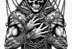 Skeleton hands that are chained together breaking the chain in the middle tattoo idea