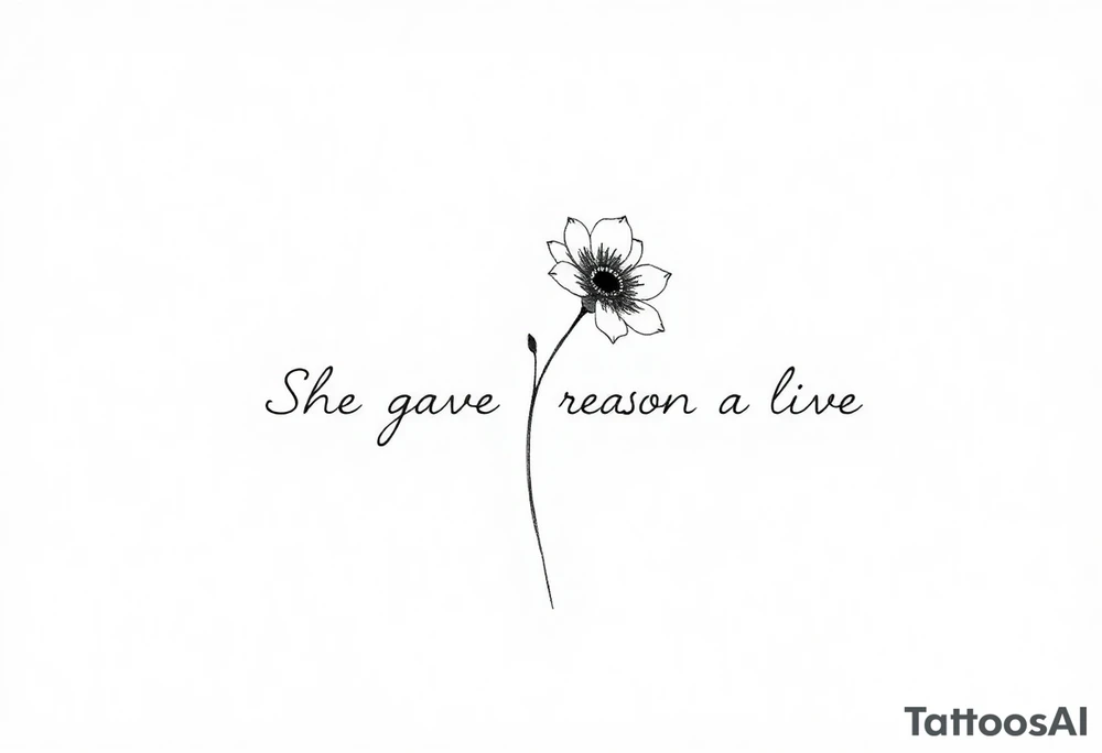 "She gave me a reason to live" as the stem of the flower tattoo idea