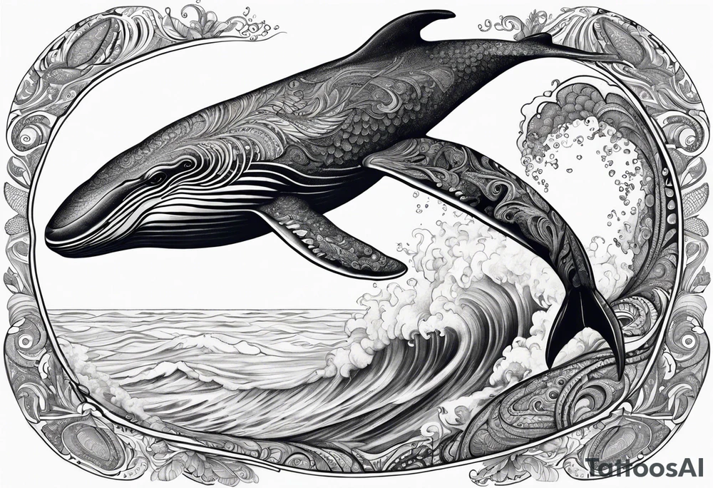 Backwards Breaching North Pacific humpback whale paisley tattoo idea Backwards Breaching North Pacific humpback whale paisley tattoo idea