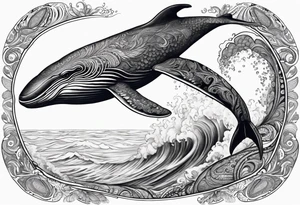 Backwards Breaching North Pacific humpback whale paisley tattoo idea