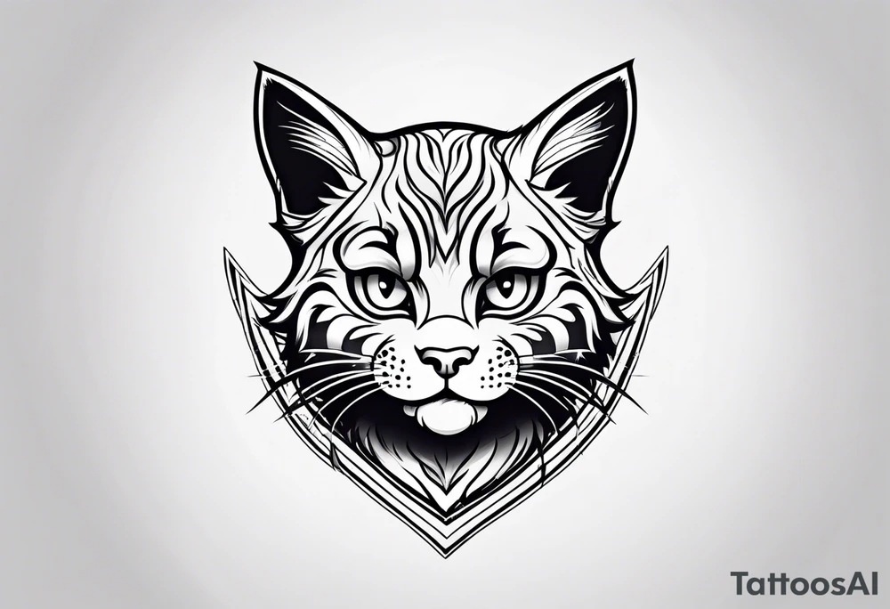 Super cute smiling cartoon wildcat cub tattoo idea