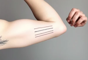 3 lines around the arm. Each line has with different style. tattoo idea