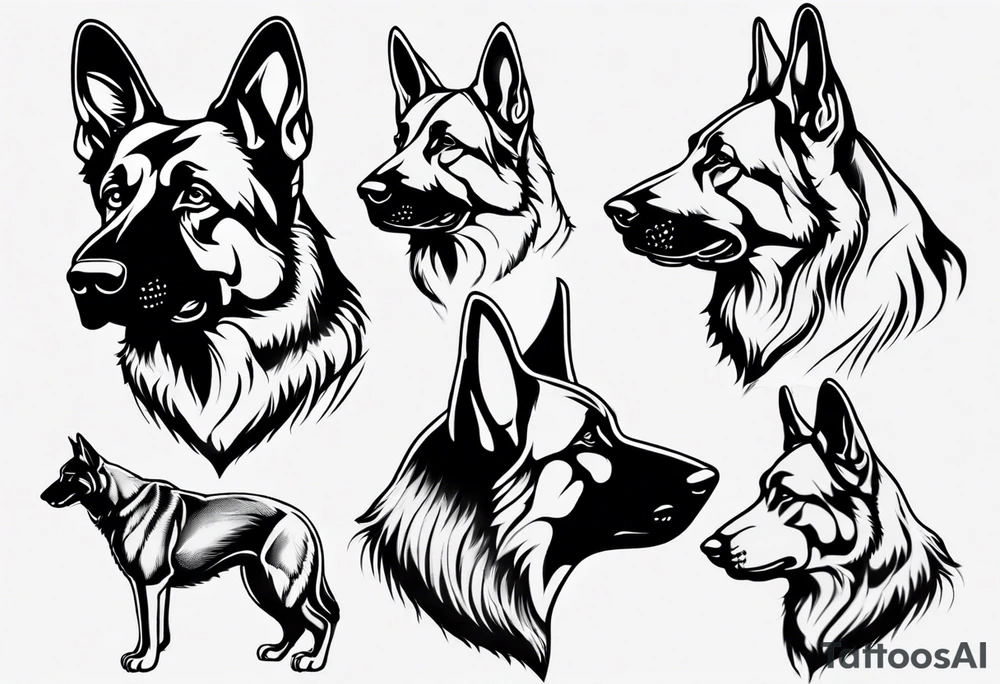 German shepherd profile tattoo idea