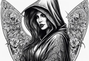 full body Female grim reaper tattoo idea