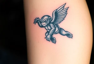 Flying ninja monkey turtle with color tattoo idea