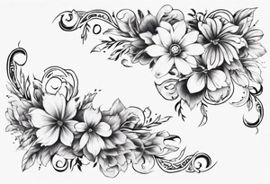 Black and white floral and ornamental style tattoo which will wrap around ankle horizontally which is larger in the centre tattoo idea