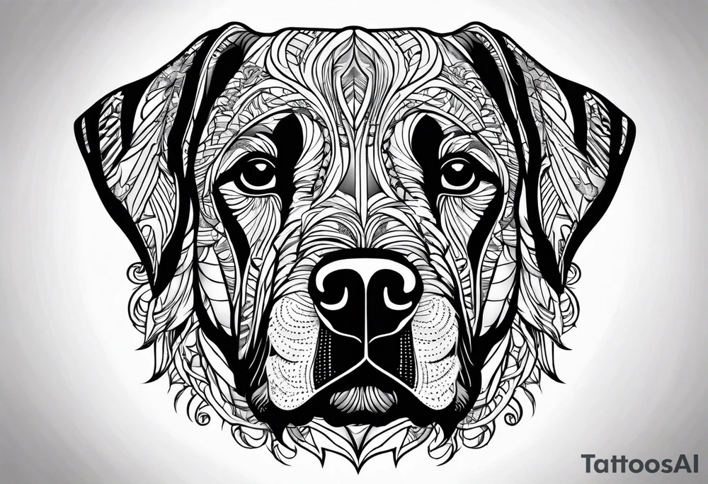 Koolie dog face portrait tattoo idea