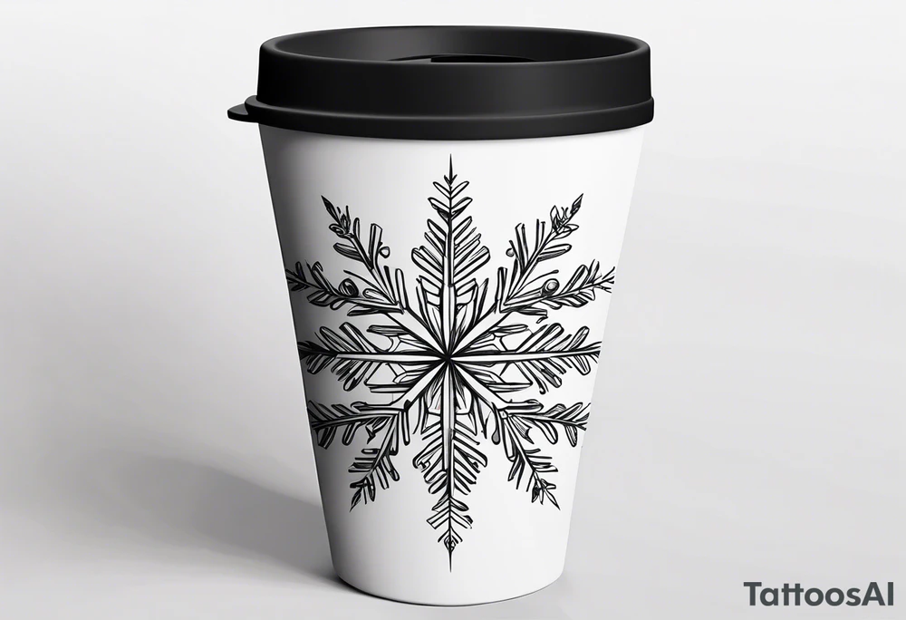 20 oz tumbler simple minimalist Christmas snowflake
motif with a blank banner to engrave a name in the middle tattoo idea