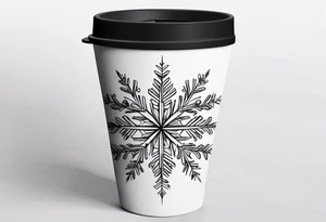 20 oz tumbler simple minimalist Christmas snowflake 
motif with a blank banner to engrave a name in the middle tattoo idea