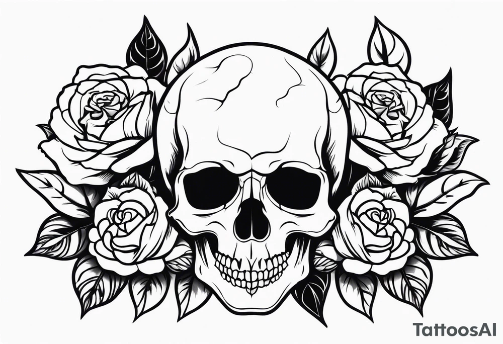 skull and roses tattoo idea