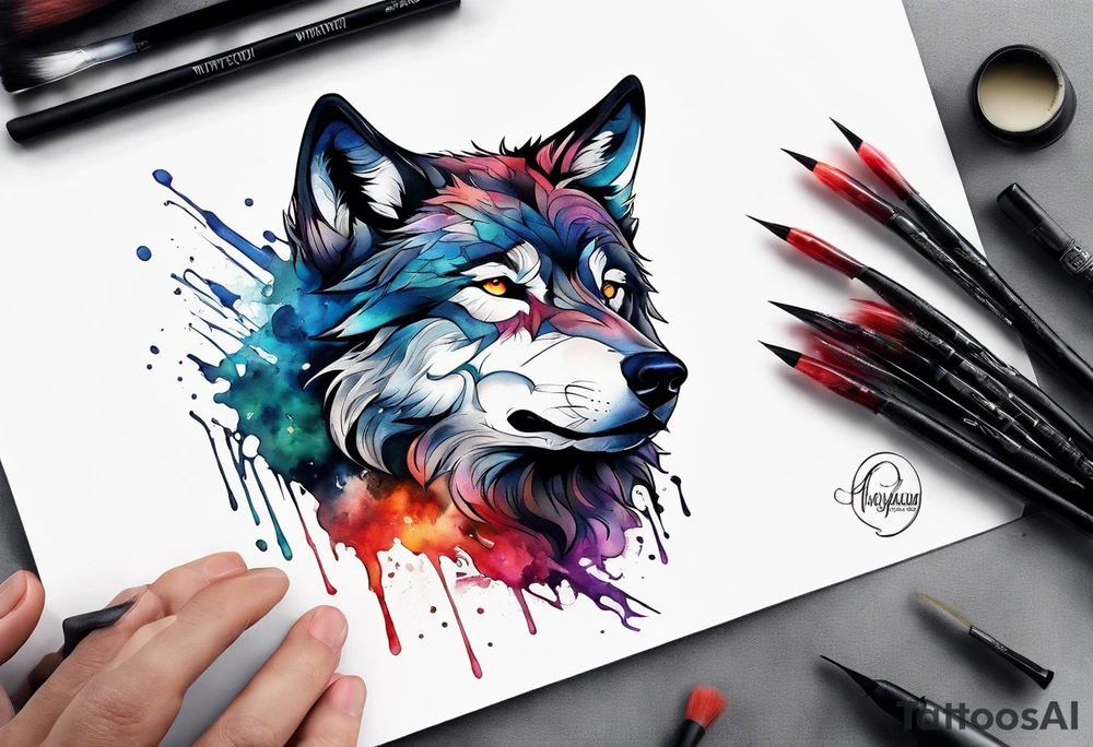 Injured wolf tattoo idea