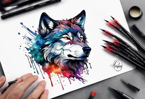 Injured wolf tattoo idea