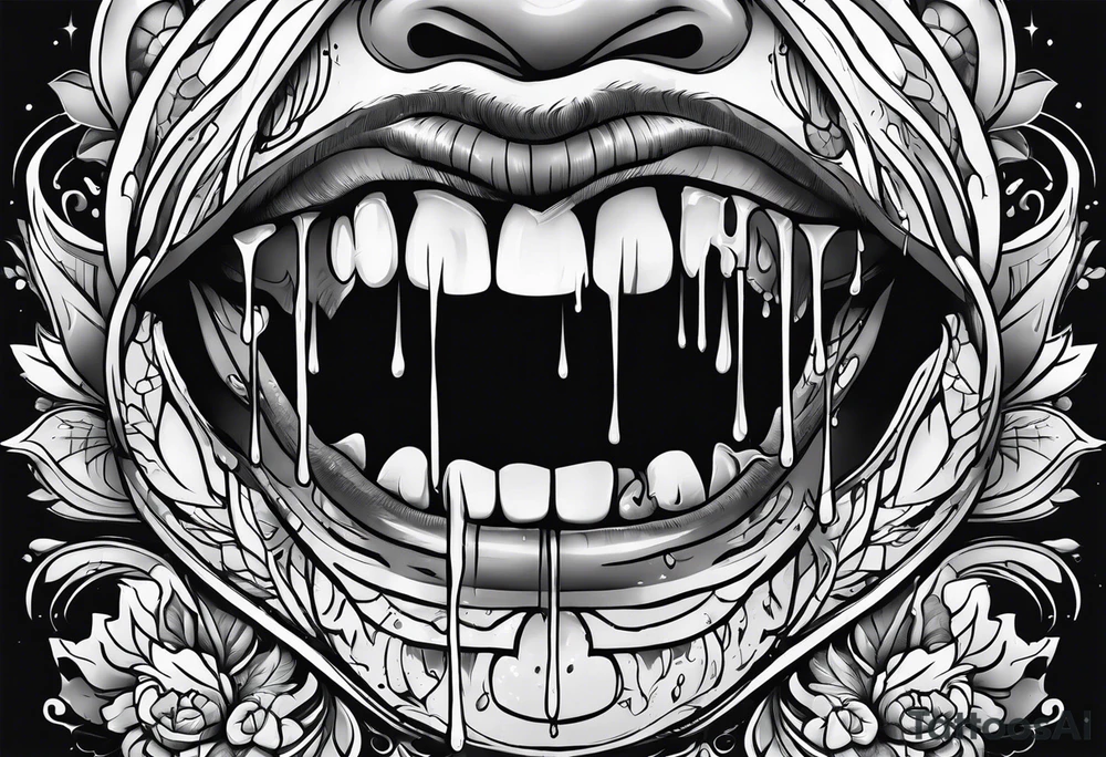 sexy open mouth dripping tattoo idea