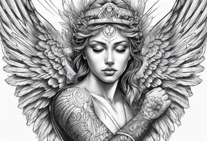 Micheal the arc angel extending hands tattoo idea