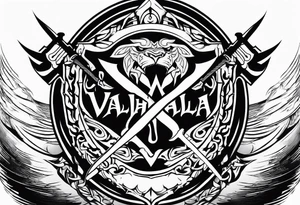 Valhalla fire sword shield warrior tattoo idea