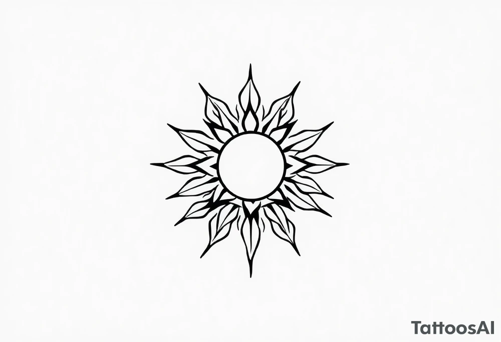 Sun with stem and leaves tattoo idea