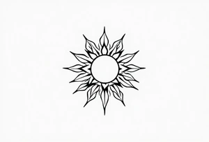 Sun with stem and leaves tattoo idea