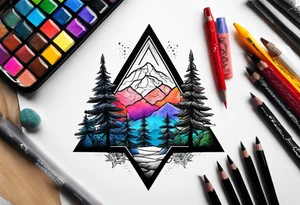 triangle shape trees mountain tattoo idea