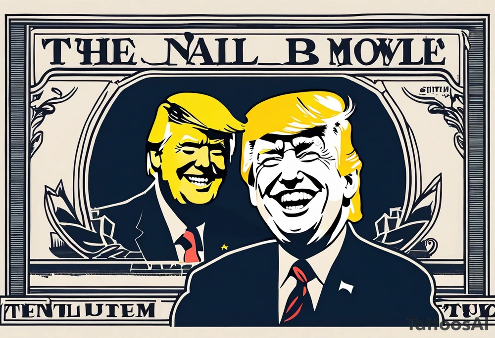 U.S. bills with President Trump laughing. tattoo idea