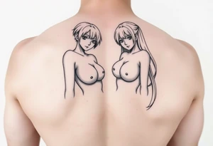 Naked anime girls with big boobs tattoo idea