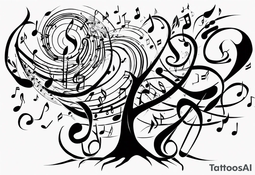 music speaker note tree stave notes tattoo idea