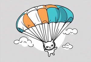 funny cat skydiving with a parachute open tattoo idea