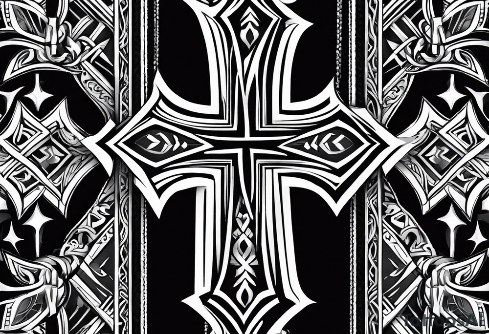 tribal band with basque 
cross tattoo idea