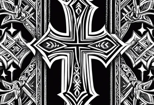 tribal band with basque 
cross tattoo idea